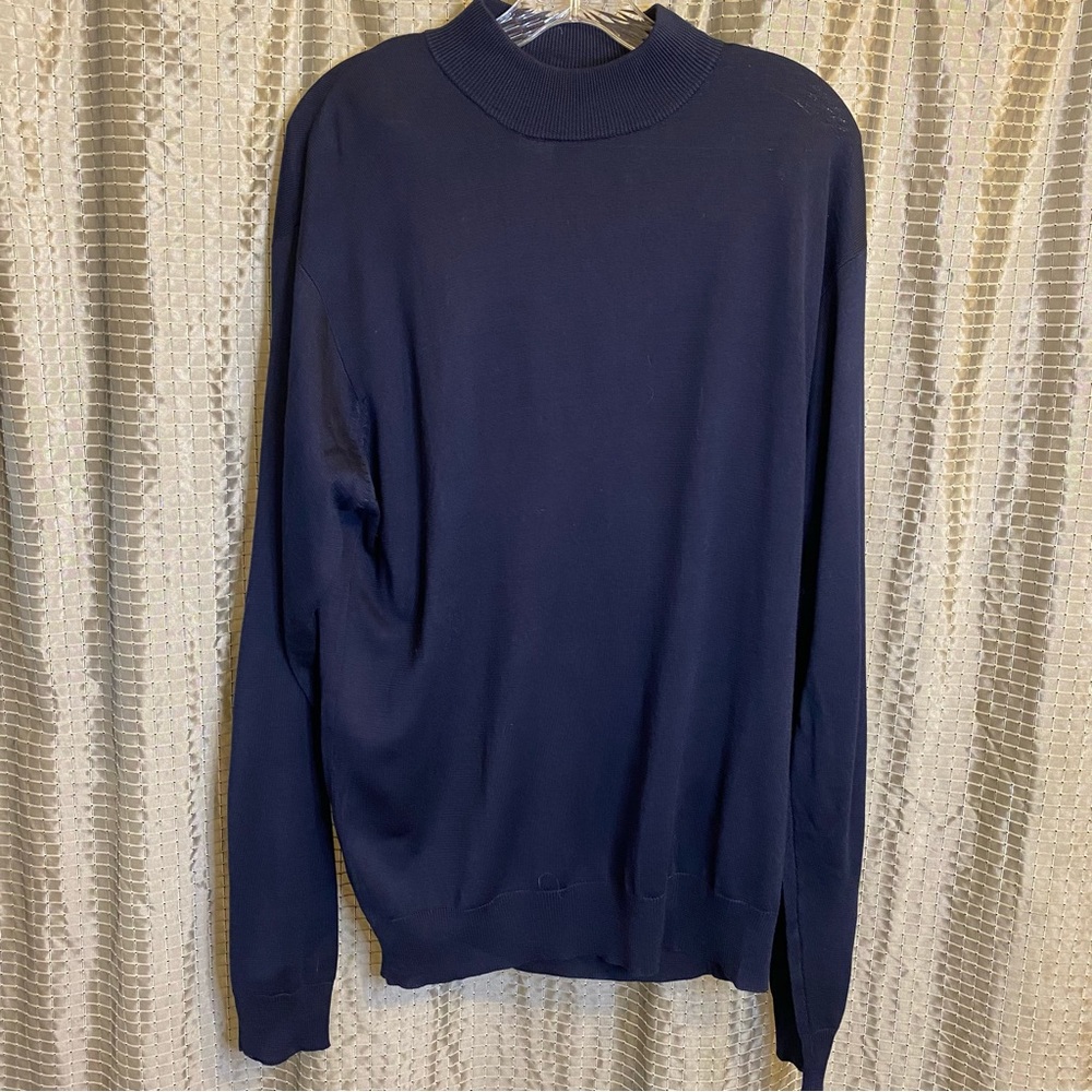 Anthology 100% Silk Navy Mock Sweater Size XL